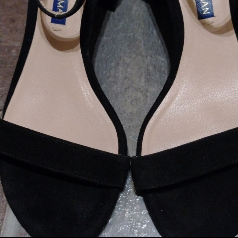 Stuart Weitzman black Suede Simple strapy block heel sandal size 4 - Picture 6 of 7